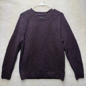 Abercrombie & Fitch Women's Large Purple Knit Sweater Cotton Blend Crew Neck L